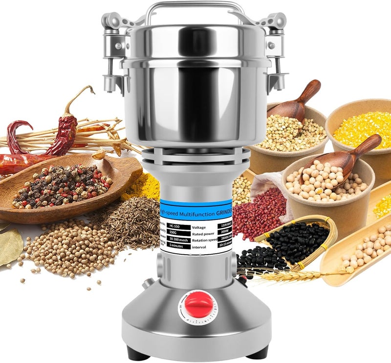 Xeoca Grain Mill, 550g Flour Mill Grinder for Home, Electric Stainless Steel Grain Grinder for Wheat, Herbs, Nuts, Grains, Corn, Flour, Seasonings - Image 1